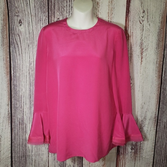 Tory Burch Gabby Ruffle Sleeve Silk Blouse size 8 - Picture 2 of 3